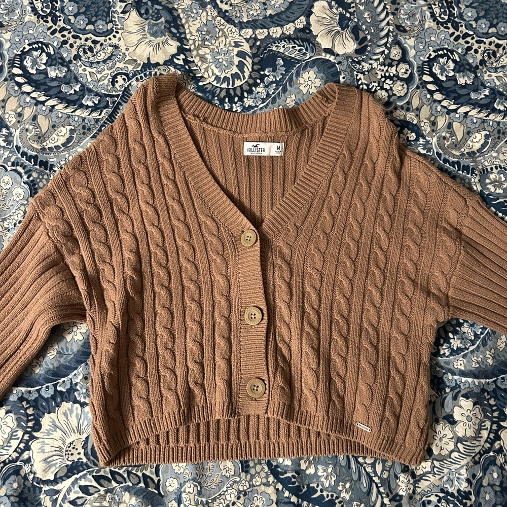 Cropped Brown Chestnut Knit Buttoned Sweater Top| Brand New, Never Worn